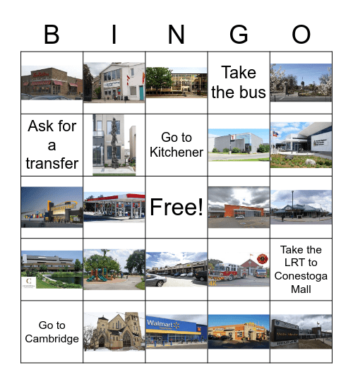 GRT Bus & LRT Riding BINGO Card