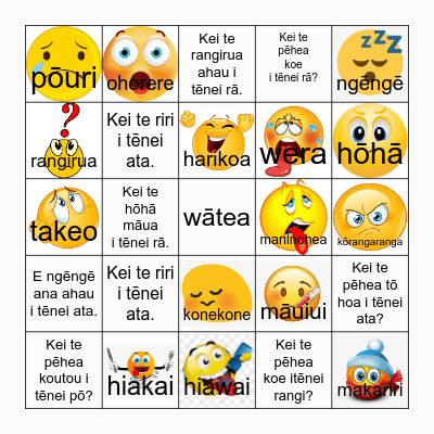 Kare-ā-roto - Feelings Bingo Card