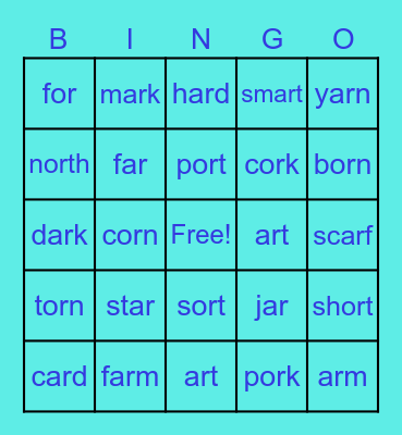 Bossy R Bingo (ar, or) Bingo Card