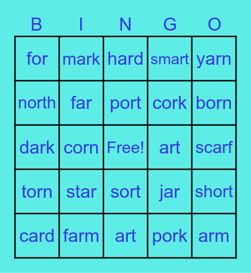 Bossy R Bingo (ar, or) Bingo Card