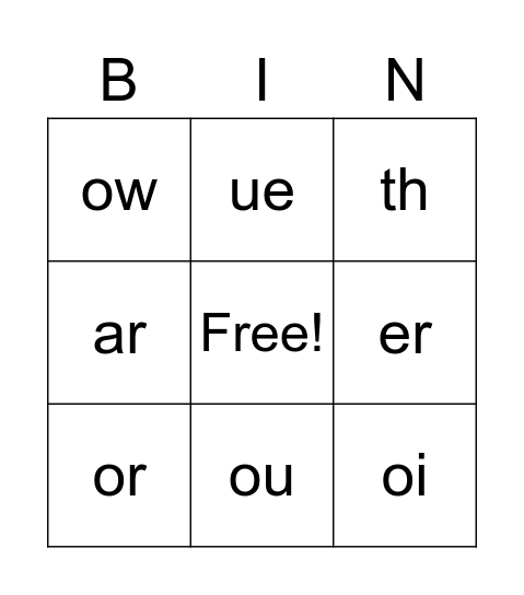 Phonics Bingo! Bingo Card