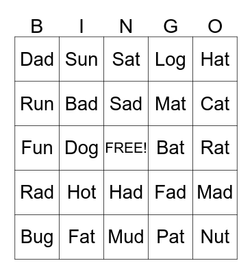 CVC Bingo Card