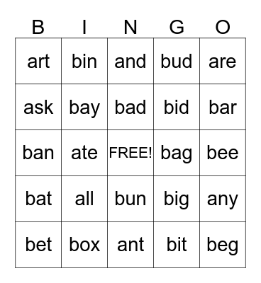 sign word bingo Card