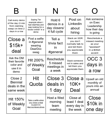 DearDoc Bingo Card
