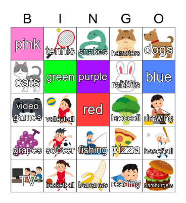 Do you like ____? Bingo Card