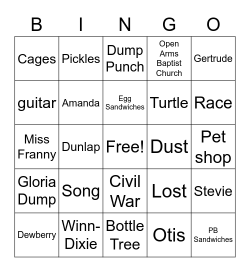 winn-dixie Bingo Card