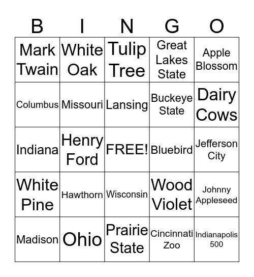 States Bingo Card