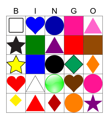 Shapes and Colours Bingo Card