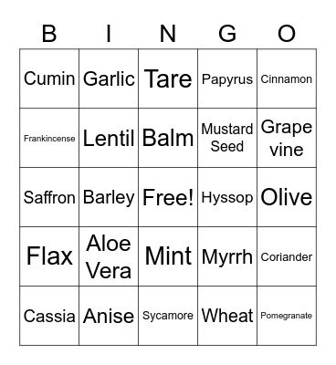 Plants of the Bible Bingo Card