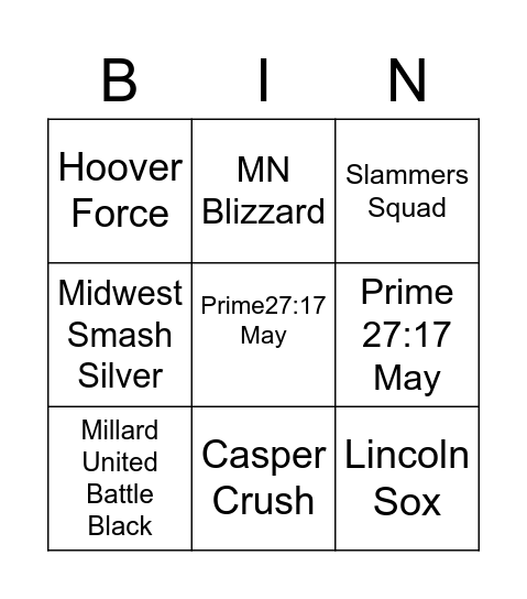 Trading Pin Bingo Card