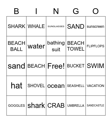 BEACH BINGO Card