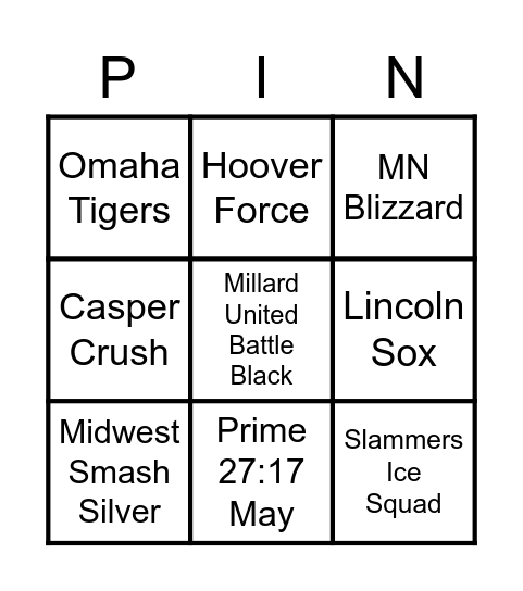 Trading Pin Bingo Card