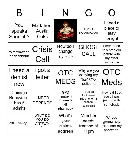 After Hours Customer Service Bingo Card