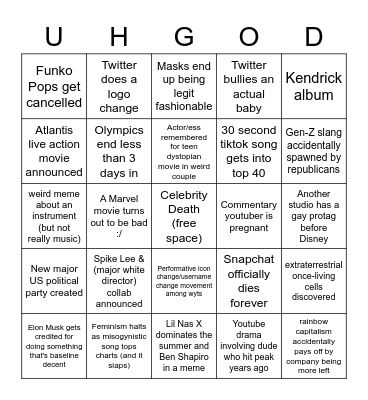 2021 Bingo Card