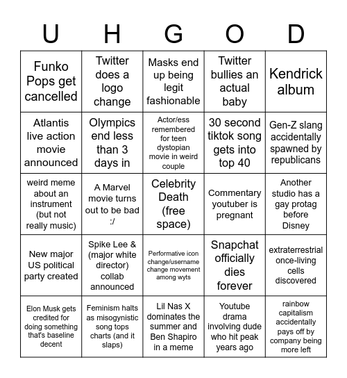 2021 Bingo Card