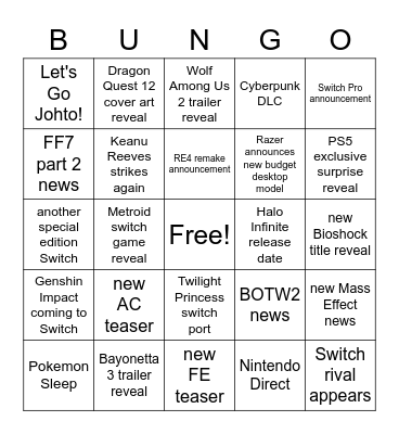 e3 Bingo Card