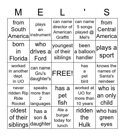 WHO IS IT? Bingo Card