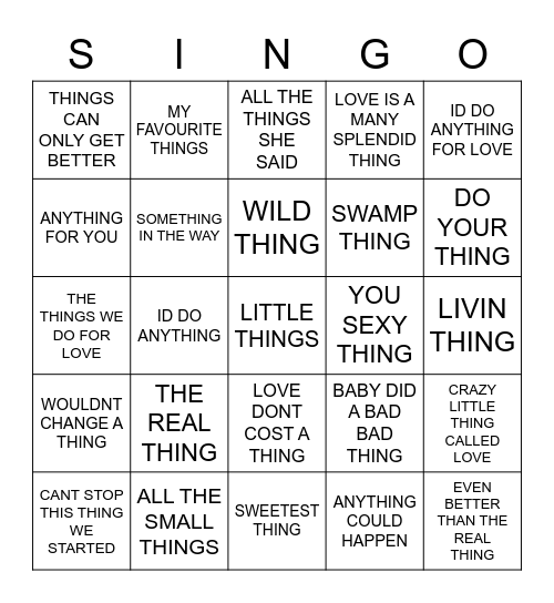 651 ANYTHING AND EVERYTHING Bingo Card