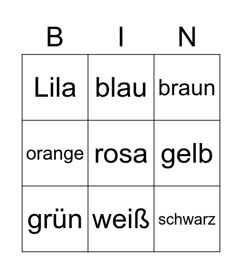 Farben Bingo Card