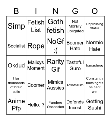 Malixys Bingo Card