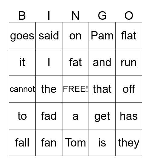 A Fat Hat Bingo Card