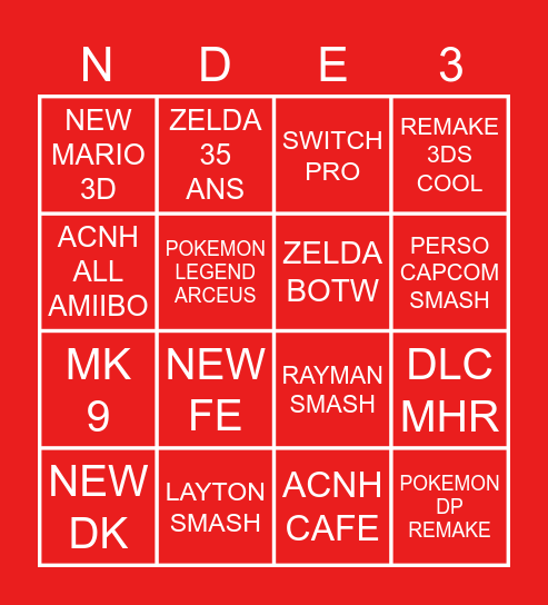 ND E3 2021 Bingo Card