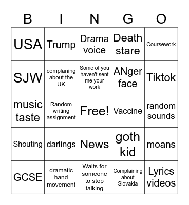 Mr Willgo Bingo Card