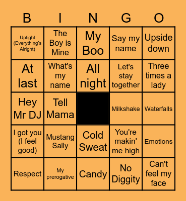 Best R'n'B Tunes :) Bingo Card