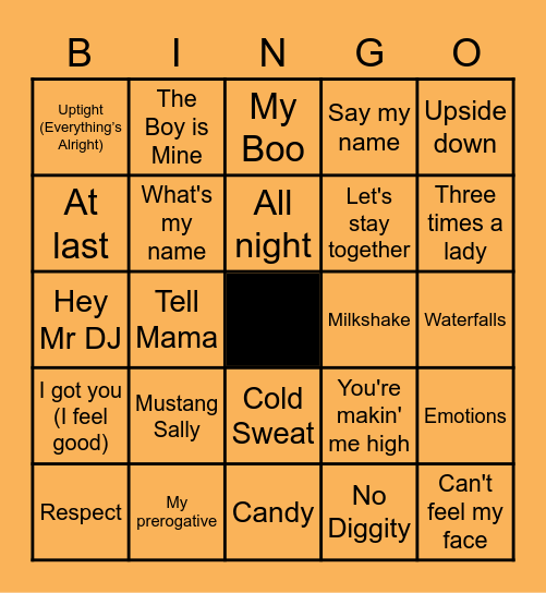 Best R'n'B Tunes :) Bingo Card