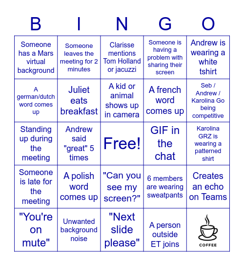 ET Bingo DAY 1 Bingo Card