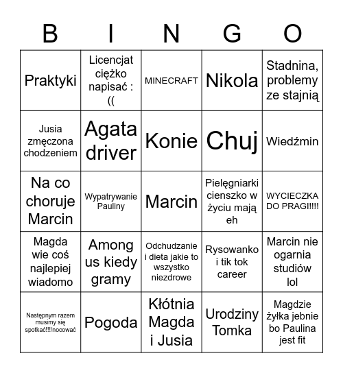 Magda Bingo Card