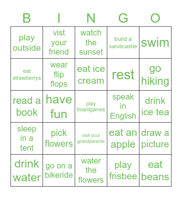 Summer bingo Card