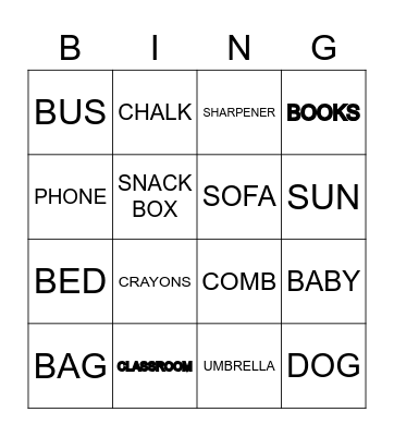 MY SCHOOL Bingo Card
