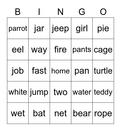 Jiale Bingo Card