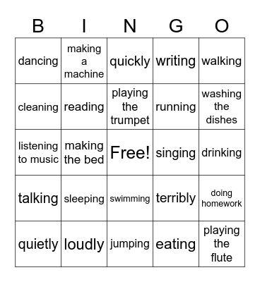 things we do Bingo Card