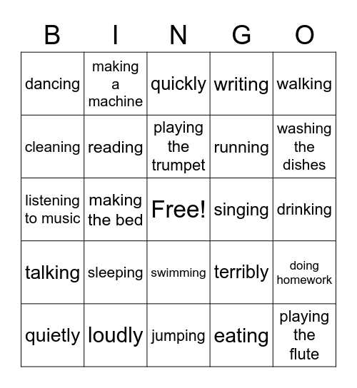 things we do Bingo Card