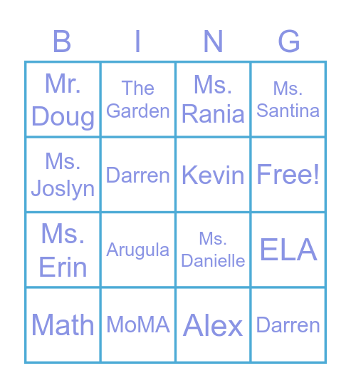 X01 Bingo Card