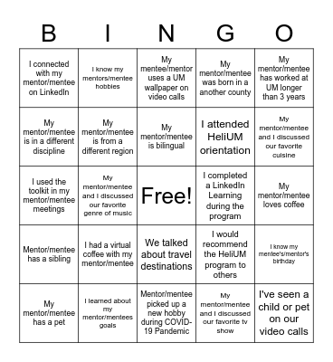 HeliUM Bingo Card