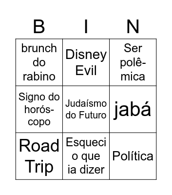 Café com o Rabino Bingo Card