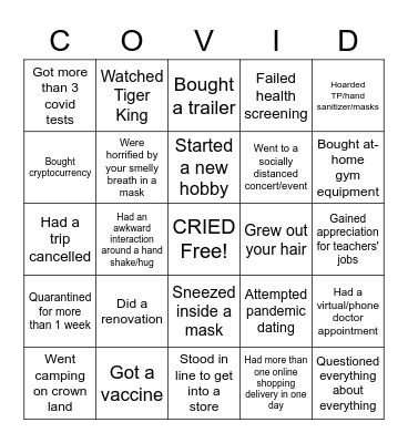 PANDEMIC BINGO Card