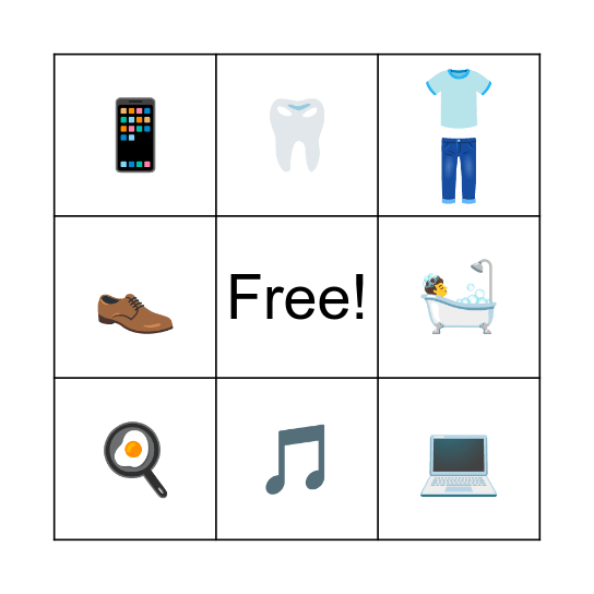 Today morning routine Bingo Card