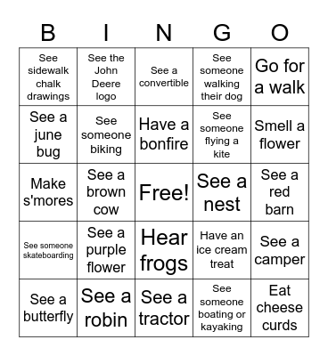 Spring Bingo Card