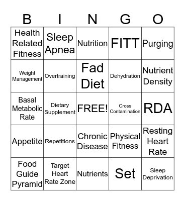 Vocabulary Bingo Card