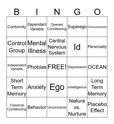 Psychology Bingo Card