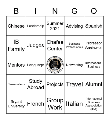 International Business Bryant University Bingo Card