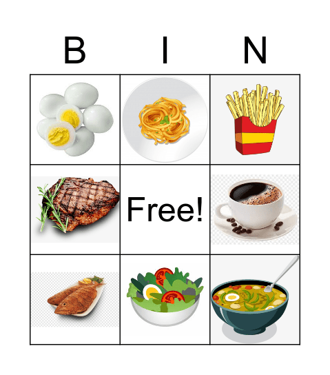 Food and Drink - Bingo Card