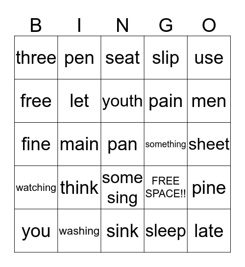 Vowels + Consonants Review Bingo Card
