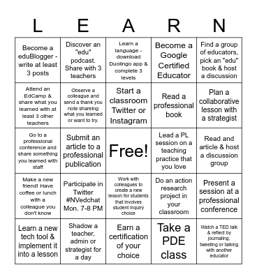 NWCTA PL 21-22 Bingo Card