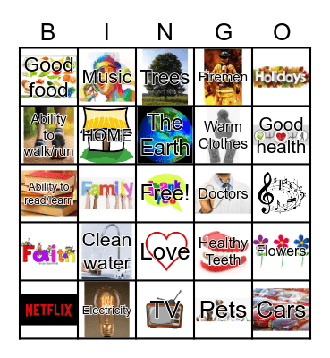 GRATITUDE Bingo Card