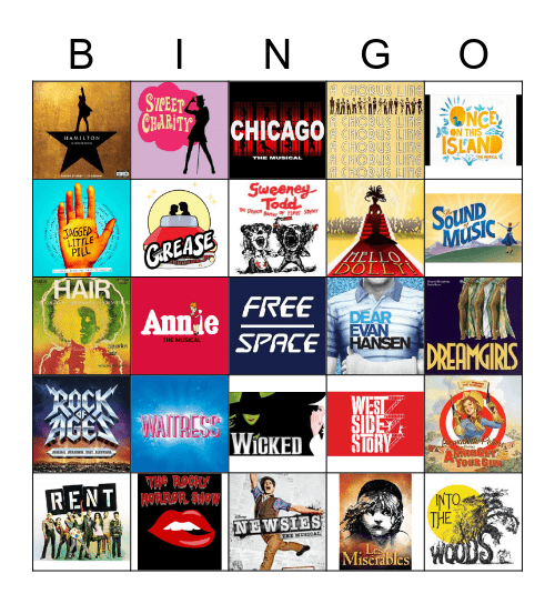 Broadway Musicals Bingo Card